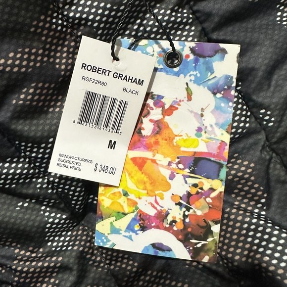 Robert Graham Full Zip Field Jacket Mens Stone $348 Black Logo RGF22R80 NEW - Picture 13 of 16